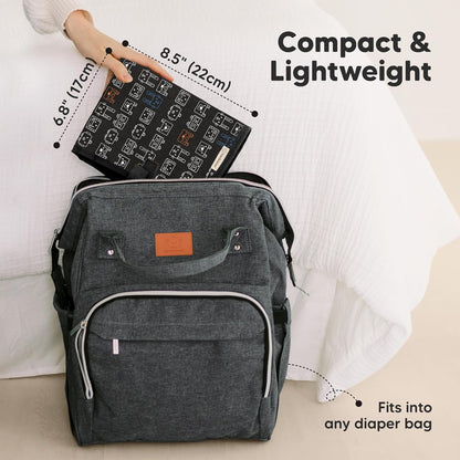 KeaBabies Portable Diaper Changing Pad, Easy Wipe Clean - Foldable Waterproof Baby Changing Mat for Diaper Bag, Compact, Lightweight, 25x13 Baby Changer Travel Essential, Machine Washable (Pixel)