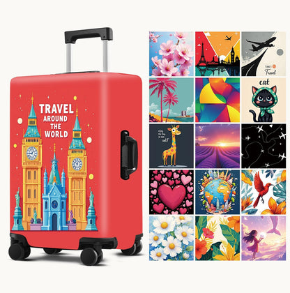 Luggage Cover Washable Suitcase Protector Anti-Scratch,Stretchable Fit for 20-34Inch Luggage Durable Travel Bag Cover with Zipper Closure (London-2, M(fits 24-26Inch suitcase))