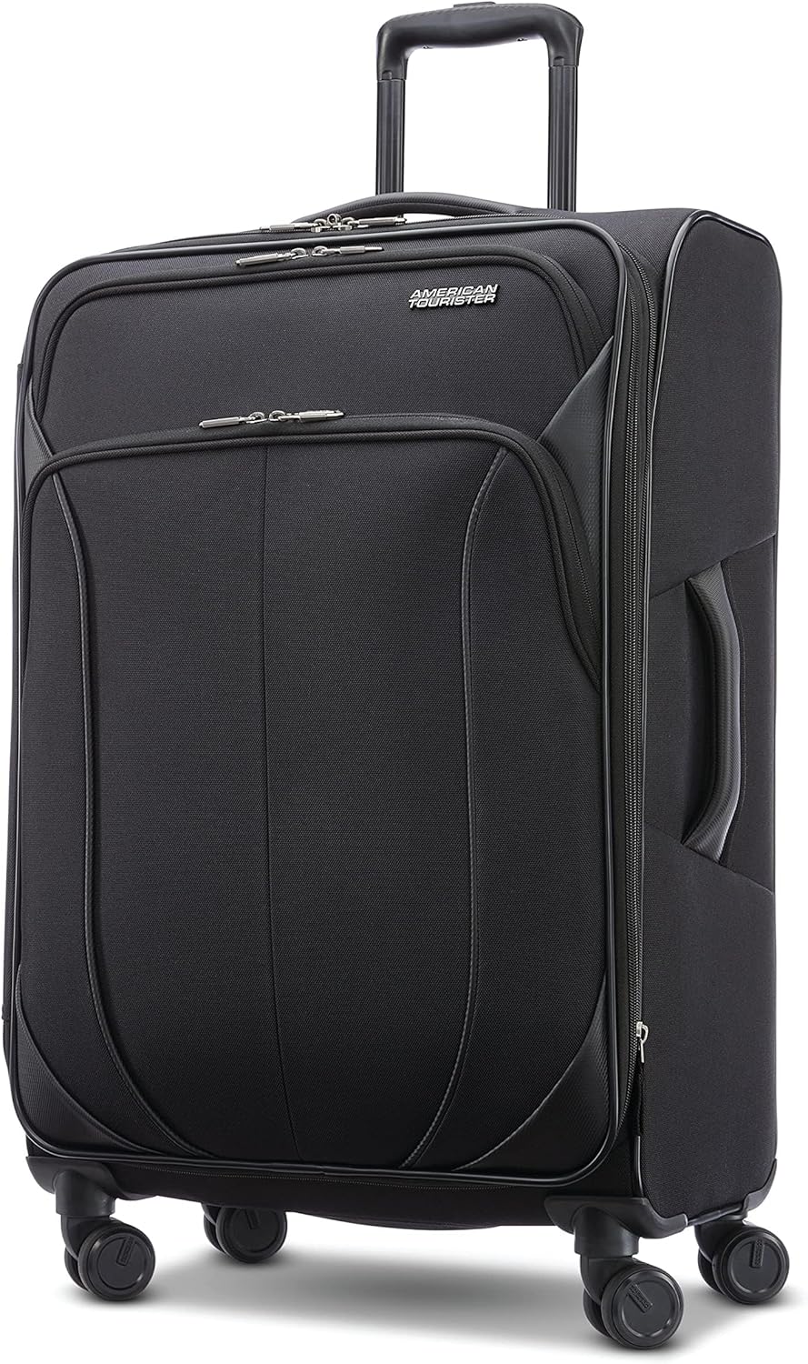 American Tourister 4 KIX 2.0 Expandable Softside Luggage with Spinner Wheels, 24 SPINNER, BLACK