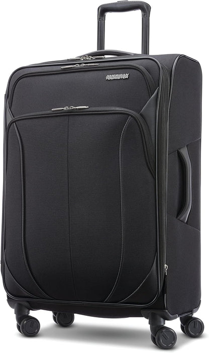 American Tourister 4 KIX 2.0 Expandable Softside Luggage with Spinner Wheels, 24 SPINNER, BLACK