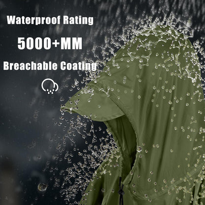 Coralrain Hooded Rain Poncho Lightweight Waterproof Unisex Raincoat Jacket with Pocket for Men Women Adult