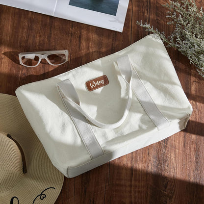 AW BRIDAL Monogram Canvas Tote Bag for Chrismas, Bridal Shower, Retirement, Birthday Gifts for Women Mom Wife Sister Friends