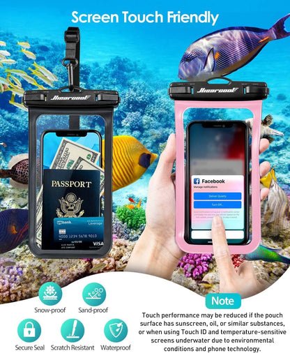 Hiearcool Universal Waterproof Case, Waterproof Phone Pouch Compatible for iPhone 16 15 14 13 Pro Max XS Plus Samsung Galaxy S22 Cellphone Up to 8.3", IPX8 Cellphone Beach Bag for Travel - 2 Pack