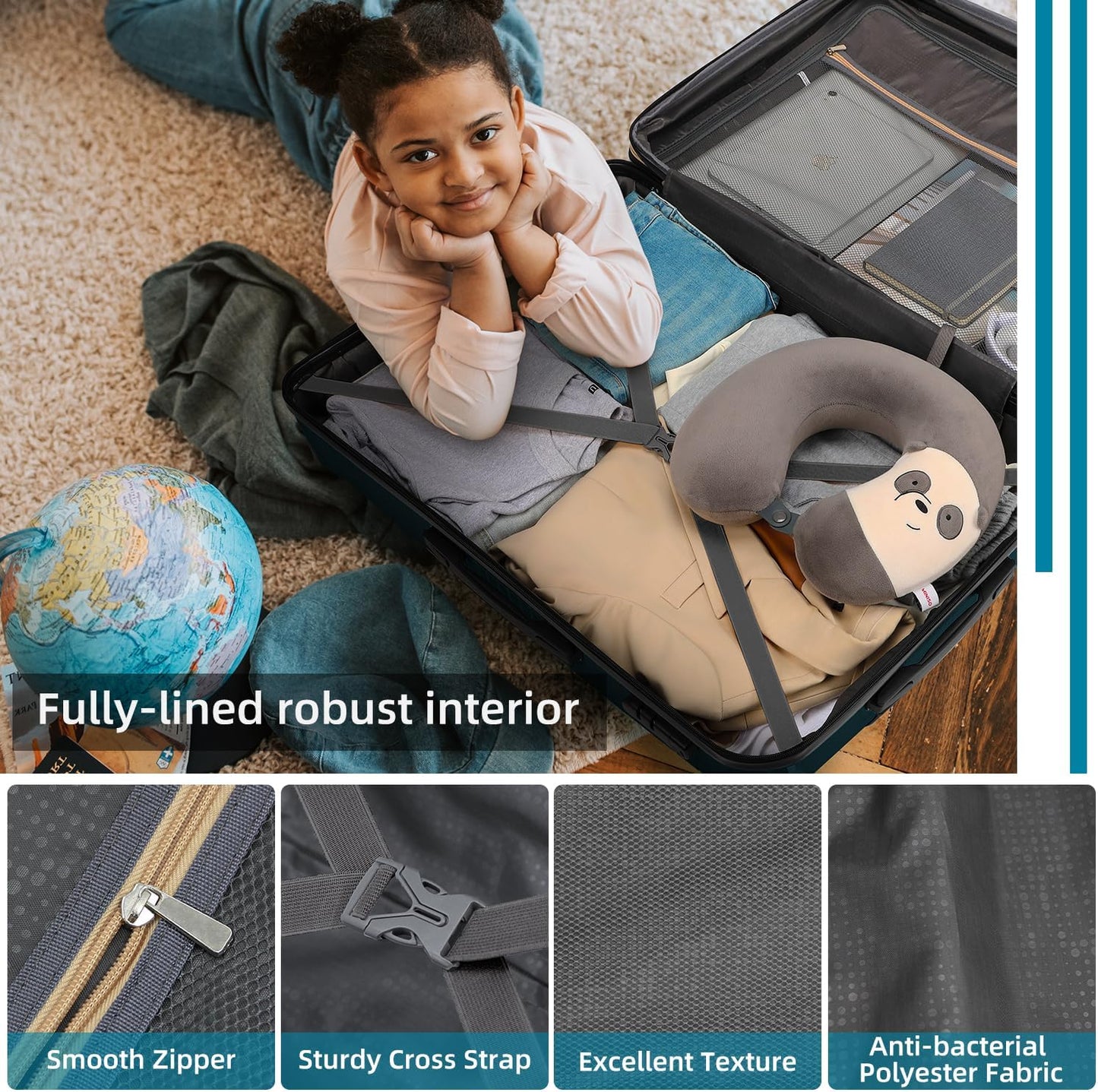 LEAVES KING LARVENDER Luggage Sets 5 Piece, Expandable(Only 24"&28") PP Suitcase with Spinner Wheels, Durable Luggage Sets Clearance Carry On Luggage Suitcase Set For Women Men, Dark Green