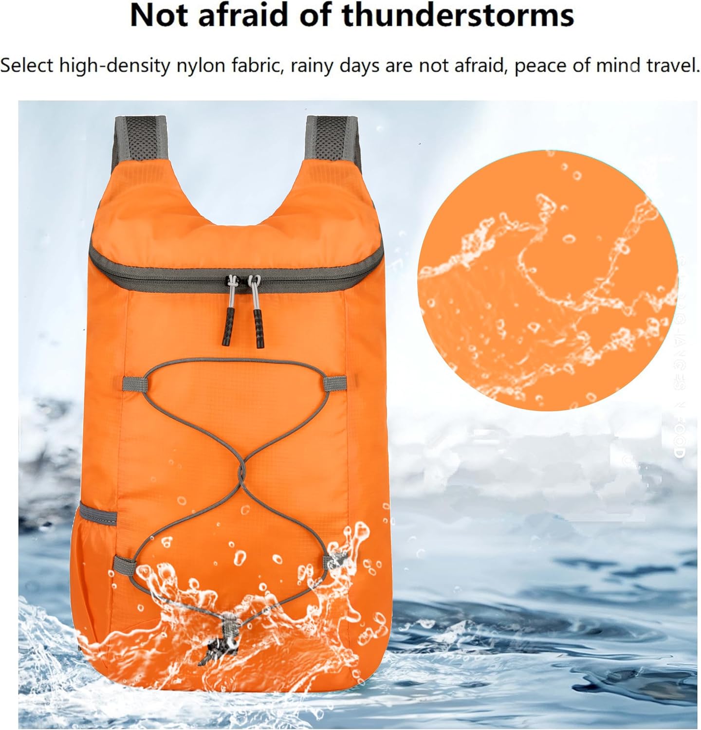 16L Hiking Daypack Lightweight Foldable Travel Backpack Water Repellent Camping Outdoor Packable Easy Carry-on Bag (Orange)