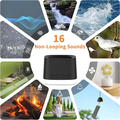 Portable Sound Machine,Mini Travel White Noise Machine for Sleeping with Breathing Night Light, 16 Soothing Sounds, Timer, Rechargeable Brown Noise Sound Machine for Sleep,Adults,Office Privacy(Black)