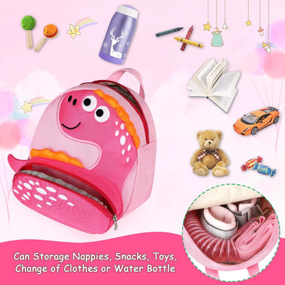 Accmor Toddler Harness Backpack with Leash, Cute Dinosaur Kid Backpacks with Anti Lost Wrist Link, Mini Child Harness Leash Walking Wristband Baby Protection Belt for Girls Aged 1-3 Years