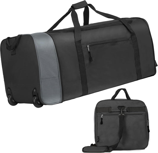 Finnhomy 100L Foldable Rolling Duffel Bag with 2 Wheels, Light Weight Travel Duffel bag with Large Loading Capacity, 32 inch Rolling Duffel bag with Shoulder Strap for Travel Camping Sports