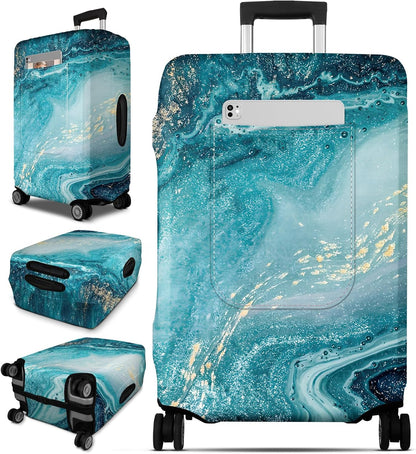 Slohif Luggage Cover for Suitcase Tsa Approved Protector - Luggage Sleeve Large Suit Case Cover Travel Stretch Baggage Case Protective Washable Fit 28-30 Inch Sea Wave L