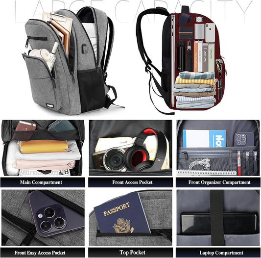 Backpack for Women Men, School Backpack for Boys Girls Teens, Work Computer BookBag, 15.6 inch Laptop Water Resistant Anti Theft Backpack Gifts for men women, Grey