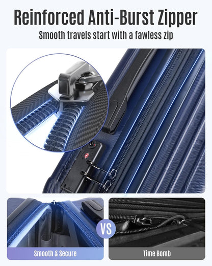 LIGHT FLIGHT Carry On Luggage 22x14x9 Airline Approved, Durable Hard Shell Carry On Suitcases with Wheels, Expandable Hardside Lightweight Travel Luggage with TSA Lock 20 Inch Carry on, Navy Blue