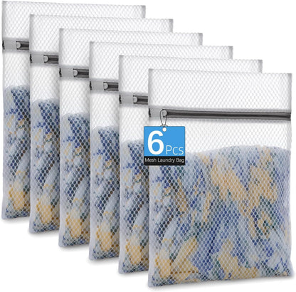 6-Pack Honeycomb Mesh Laundry Bags for Delicates - 12x16 Inches Medium Washing Bags for Bras, Lingerie, Socks, Baby Clothes - Gentle Wash Protection with Zipper Closure (6 Medium)