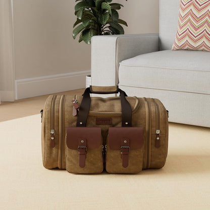 Wildroad Waxed Canvas Duffle Bag - 60L Waterproof Weekender Overnight Travel Bag