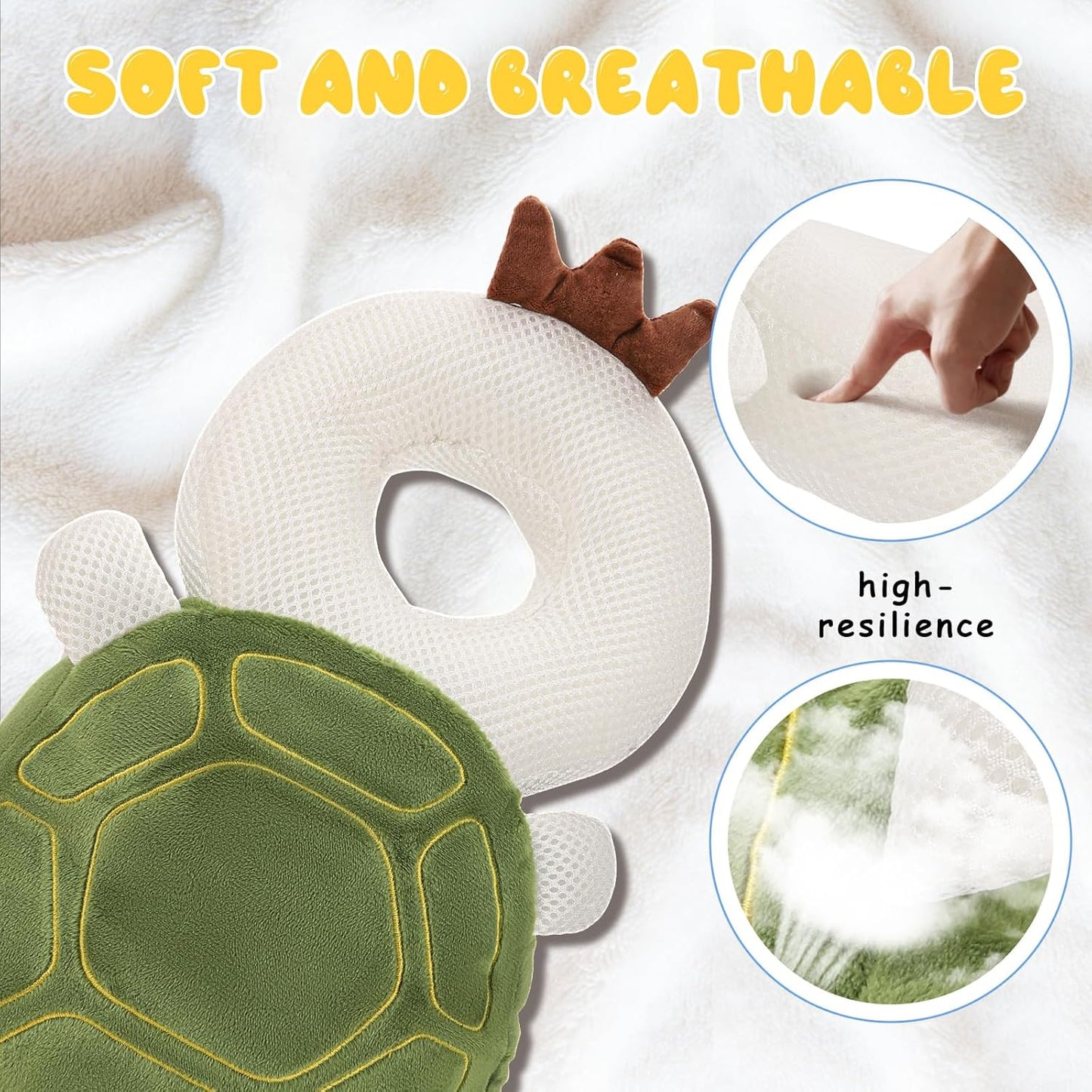 Baby Head Protection Backpack - Soft & Comfortable, Cute Cartoon Design, Turtle