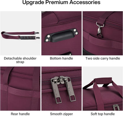 MILADA Expandable Luggage Bags for Travel Foldable Suitcase with Wheels Collapsible Rolling Travel Duffle Bag Lightweight Large Suitcases without Telescoping Handle, Purple