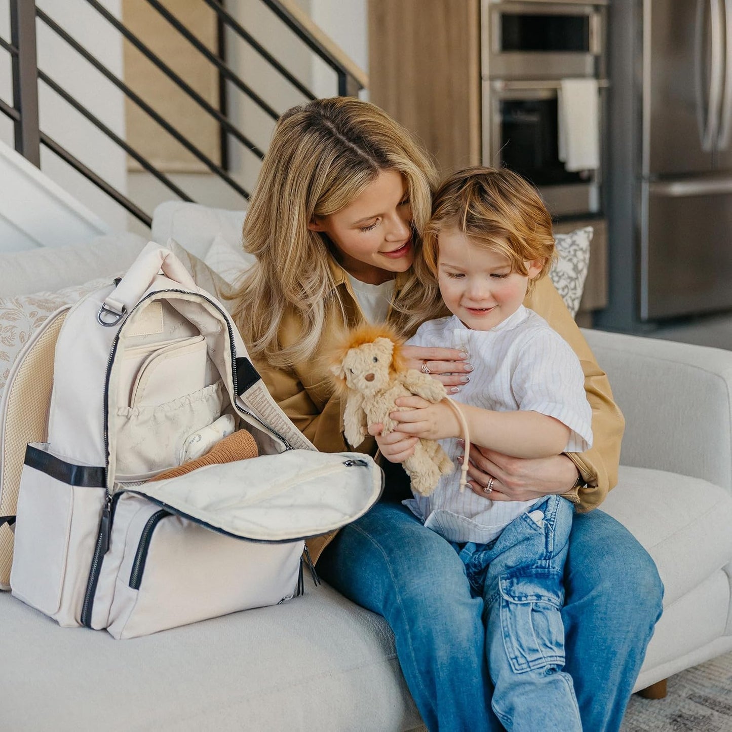 JuJuBe x Witney Carson - New Classic Diaper Bag Backpack with Portable Changing Pad, Stroller Straps, Large Travel Backpack, Carrying Baby Bottles, Wipes, Diapers, Cloud, Mothers Day Gift