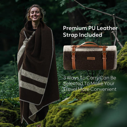 100% Wool Blanket, 62" x 86", Warm, Thick, Washable, Military Wool Blanket, Great for Camping, Outdoors, Sporting Events, Survival Kits