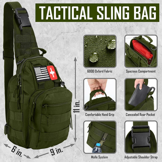 Survival Kit, 268 Pcs Emergency Survival Gear and Equipment Supplies with First Aid Kit, Camping Axe, Headlamp, Tent, Crossbody Bag for Camping Hiking, Hunting, Car, Gift for Christmas Men, Dads, Him