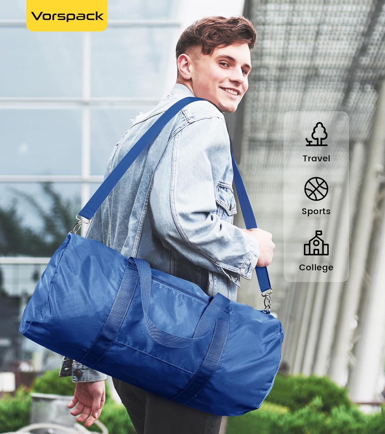 Vorspack Duffel Bag 20-24-28 Inches Foldable Gym Bag for Men Women Duffle Bag Lightweight with Inner Pocket for Travel Sports