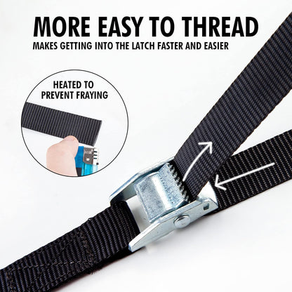 Cartman 1" x 12' Lashing Straps Cargo Tie-Down Strap Up to 600lbs, 12pk in Carry Bag, Black