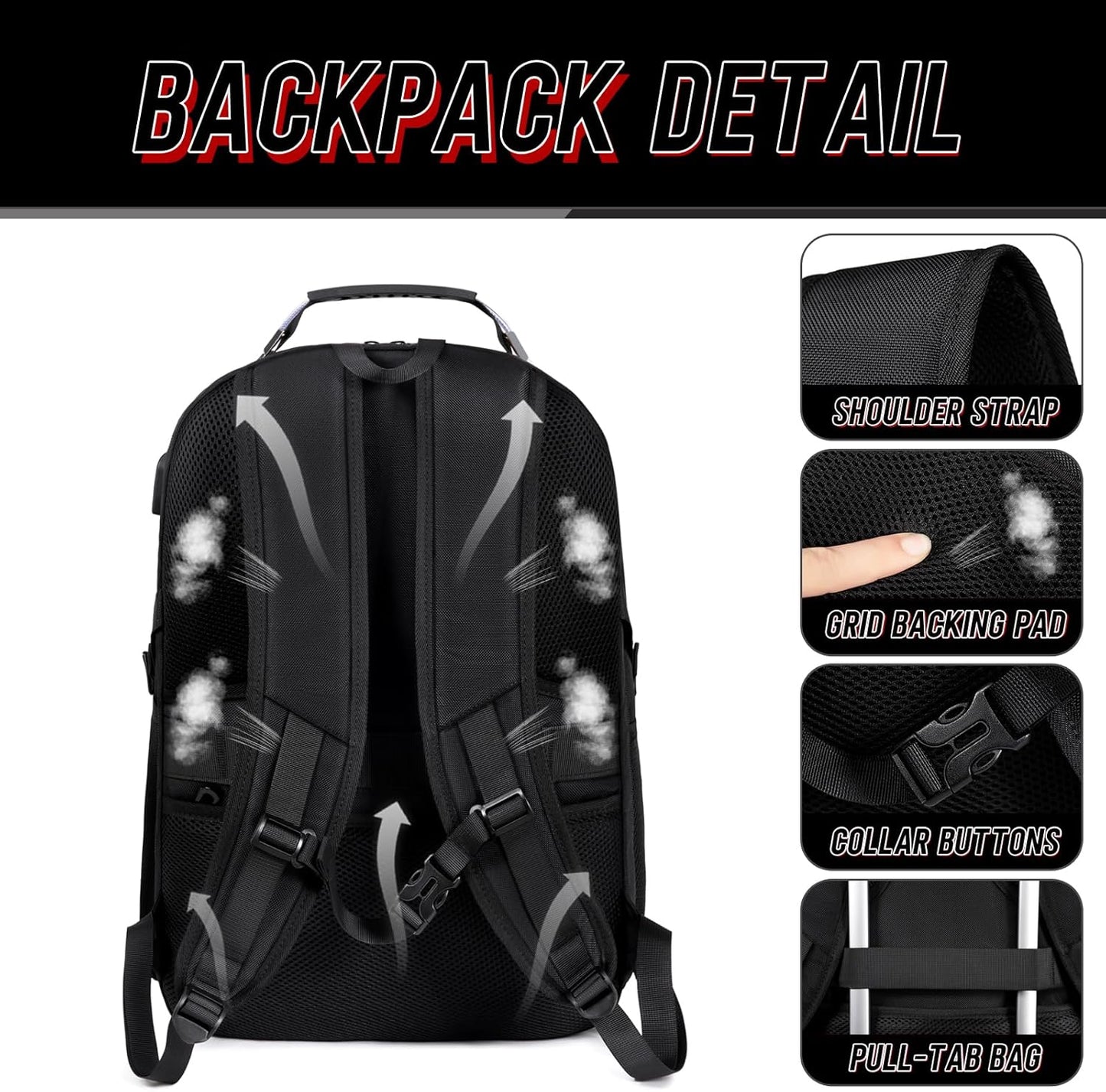 Z-MGKISS Travel Backpack, 50L Extra Large Travel Laptop Backpack, Travel Backpack for Men Women with TSA Airline Approved Bussiness Backpack, Black