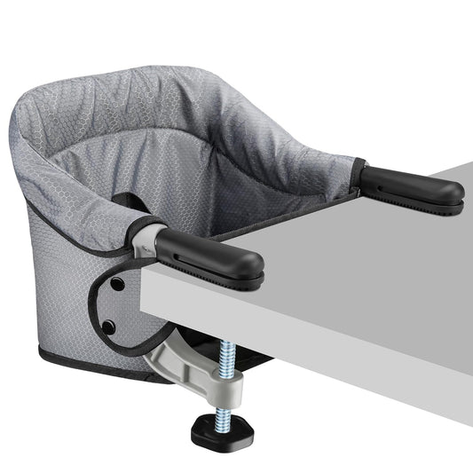 Hook On Chair, Portable Table High Chair, Folding Compact Baby Seat with Storage Bag for Indoor/Outdoor(Grey)