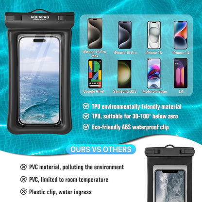 NEPHI IP68 Waterproof Phone Pouch 2 Pack-Up to 7.0"，Adjustable Neck Lanyard Floating Waterproof Phone Case for iPhone,Phone Dry Bags for Vacation Beach Pool Travel Essentials (Pink Blue 2 Pack)