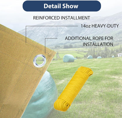 20’x30’ Canvas Tarp Heavy Duty Water Resistant Tarpaulins with Aluminum Grommets,UV Resistant, 22Mil Multipurpose Drop Cloth, 14oz Cover Sheet for Outdoor and Indoor Use with Ropes Yellow