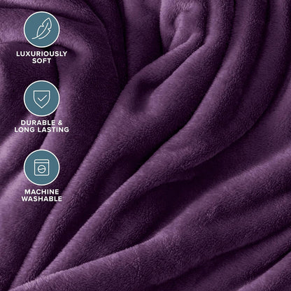 Bare Home Fleece Blanket - Twin/Twin Extra Long - Ultra-Soft Lightweight for Bed, Sofa, and Couch - Luxury Microplush - Cozy Warm Blanket (Twin/Twin XL, Plum)