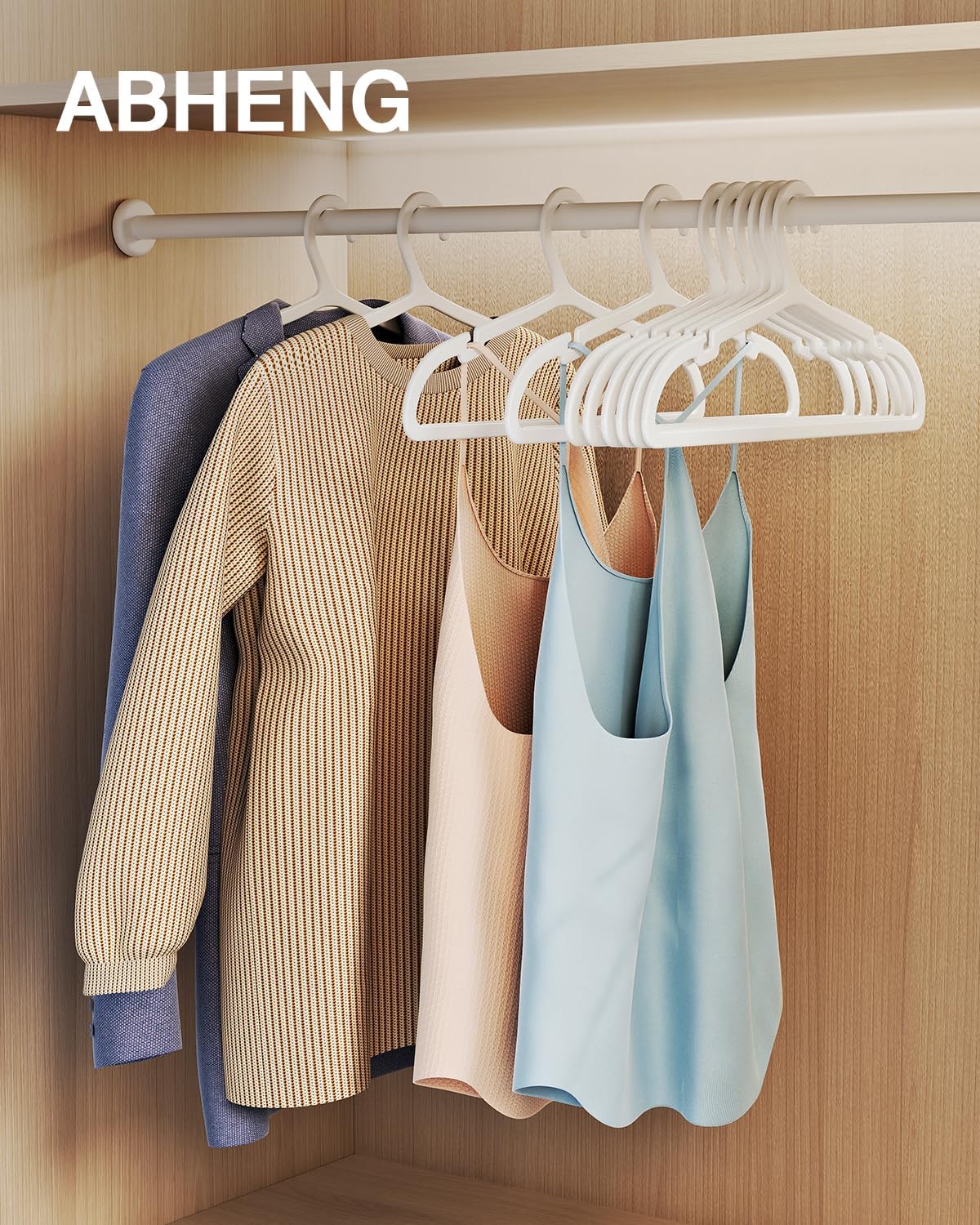 80 Pack Clothes Hangers, Non Slip Plastic Coat Hangers, Space Saving Hangers, Heavy Duty, Hanging Dry Wet Clothes, 16.4" x 8.3", White, UAPY0580W