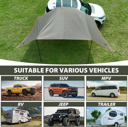 GEERTOP Large Car Side Camping Awning 19 x 11 ft SUV Canopy Tarp Waterproof Outdoor Vehicle Sun Shade Shelter for Truck, MPV, Van, Campers