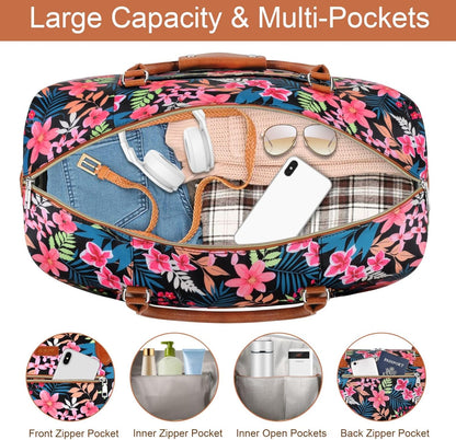 Weekender Bag for Women, Travel Duffel Bag Carry On Overnight Bag with Shoe Compartment Large Nylon Travel Weekend Tote Bag