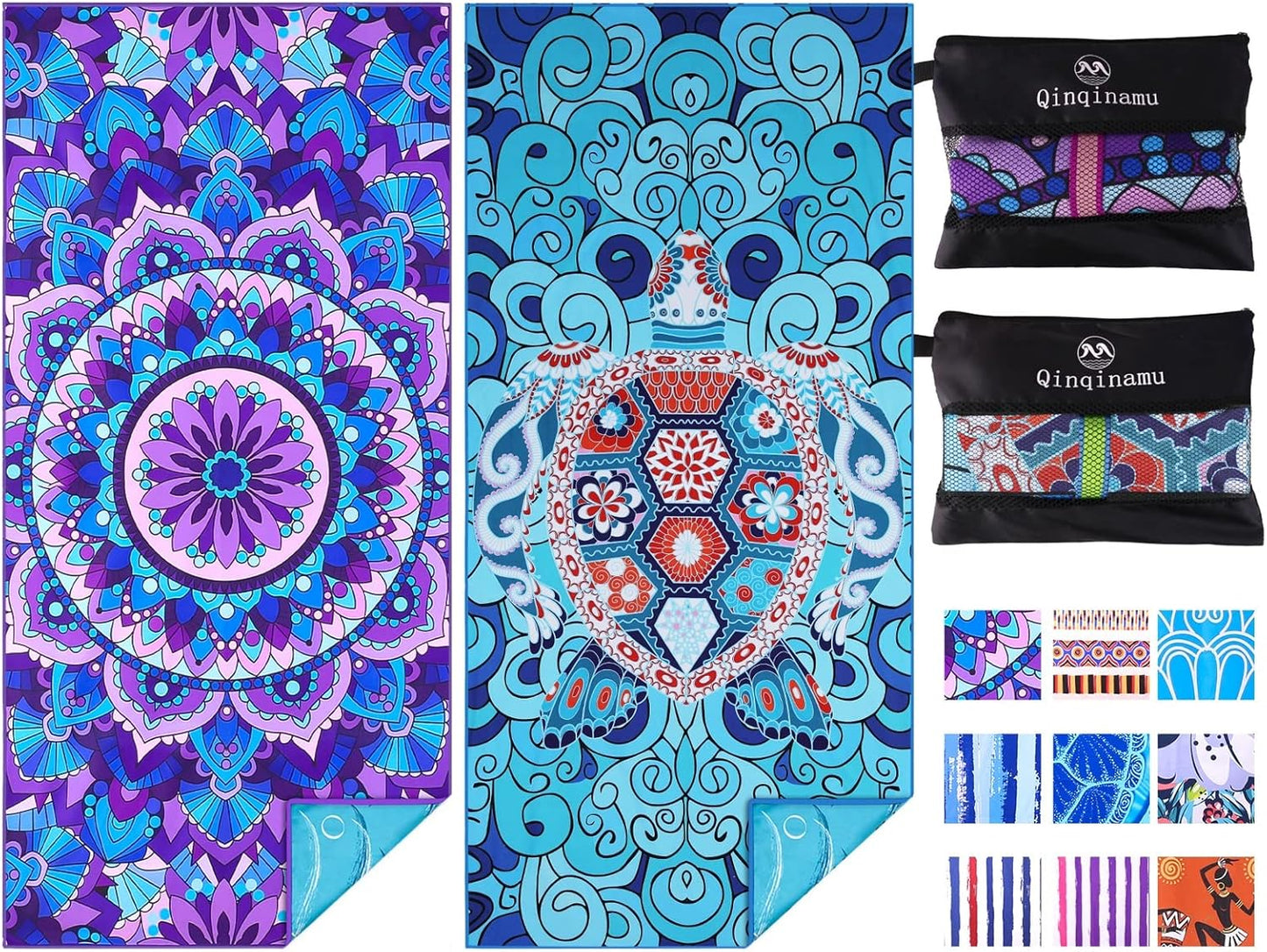 2 Pack Microfiber Oversized Lightweight Beach Towel 71"x32" Extra Thin Large Sand Free Towels Travel Swim Pool Yoga Gym for Adults Women Men Beach Essentials Accessories Vacation Gift