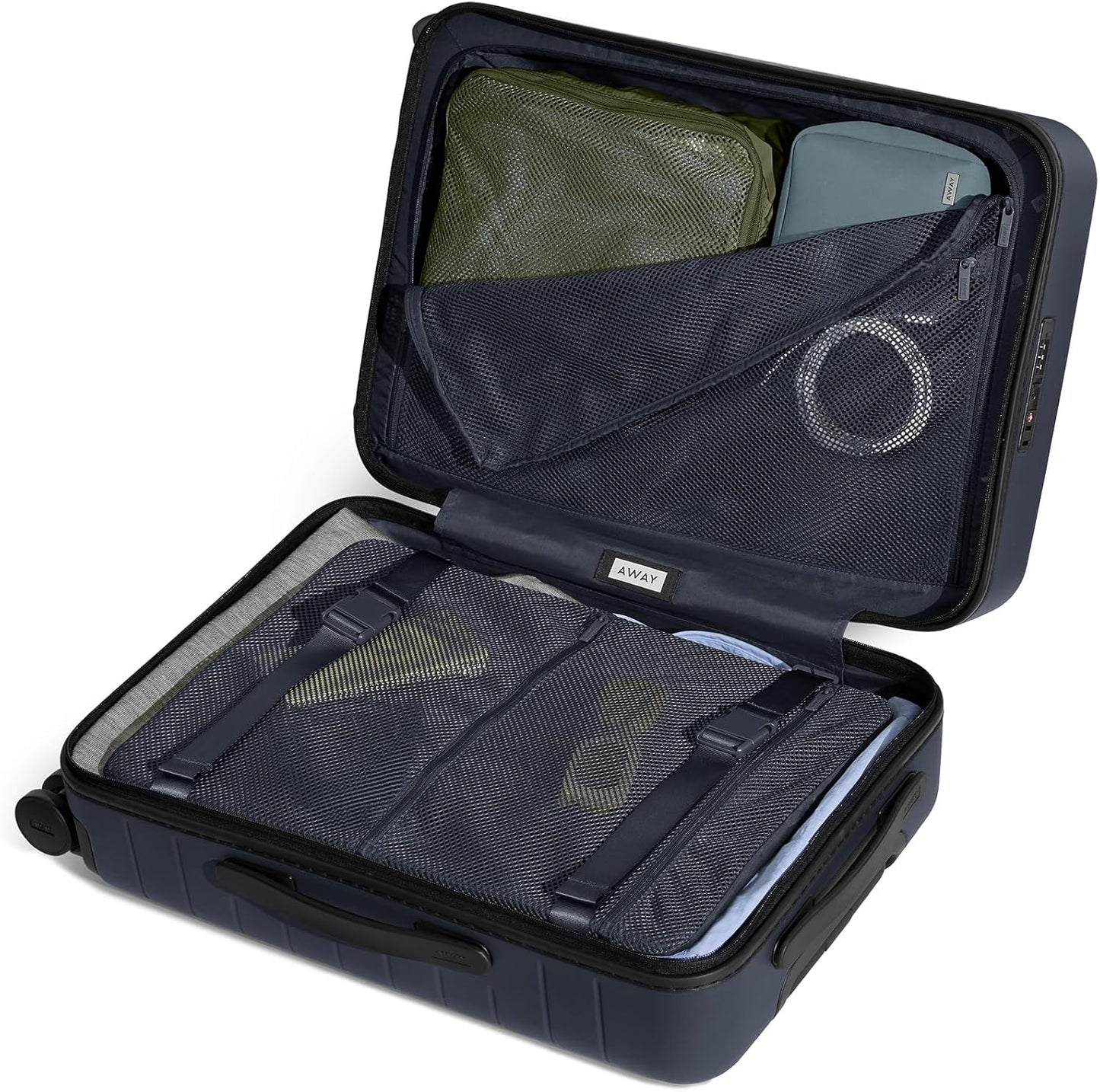 Away Bigger Carry-On Luggage, Lightweight Hardside Large Suitcase with Spinner Wheels, TSA Lock, Airline Approved, Navy Blue