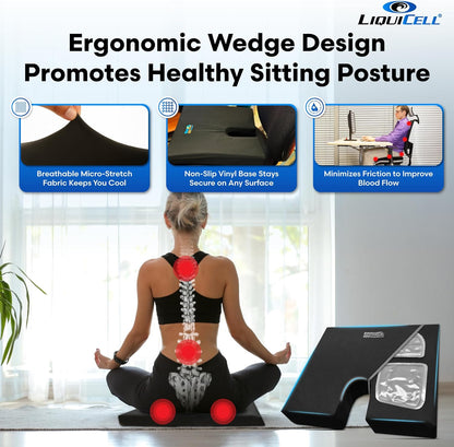 LiquiCell Coccyx Seat Cushion, Aid for Tailbone Pain Relief, Sciatica Pain, Back Support | Donut Like Butt Pillow for Long Hours Sitting at Home/Office Chair (17.5" W x 15.5" L x 2" H)