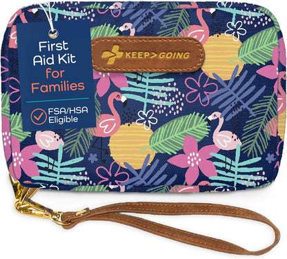 KeepGoing Travel First Aid Kit for Kids – 130 Pc. for Car, Home, Purse, Diaper Bag & Backpack with Latex-Free Bandages - Mini First Aid Kit Travel Size TSA-Approved