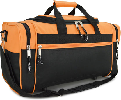 DALIX 21" Blank Sports Duffle Bag Gym Bag Travel Duffel with Adjustable Strap in Orange