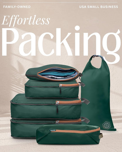 Compression Packing Cubes Set for Travel - Lightweight, Durable Clothes Organizer for Carry-On Luggage and Suitcases by TRIPPED Travel Gear