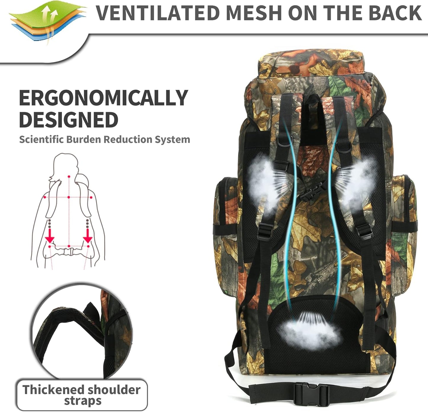 King'sGuard 70L Camping Hiking Backpack Tactical Backpack Military Molle Rucksack Backpack for Outdoor