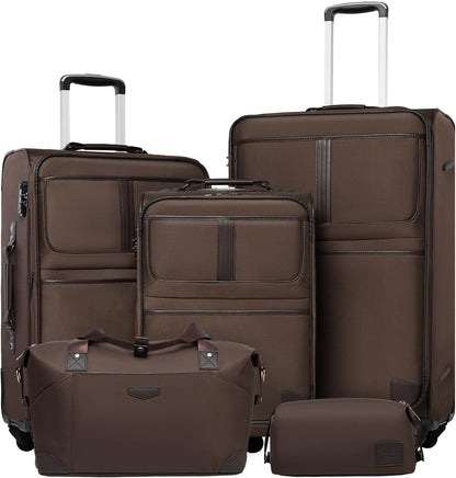 Coolife Luggage 5 Piece Set Suitcase Expandable TSA lock spinner softshell