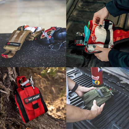 My Medic - TFAK - Ifak Trauma Kit with Tourniquet - HSA/FSA Approved - Over 35 Essential Life Saving First Aid Items for Car or Travel - Red