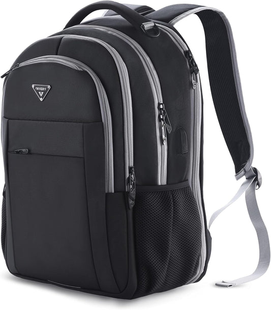 Multipocket TSA Black Travel Laptop Backpack for Men, Anti-Theft Business Daypacks, Airline Approved Personal Item Work Bag, Water Resistant 16 Inch Work Computer Backpack