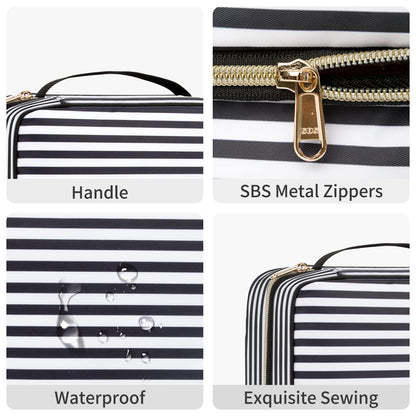 CUBETASTIC Travel Toiletry Bag with 360° Hanging Hook - 3 Compartments Water-resistant Makeup Bag with Portable Handle Medium - Makeup Organizer for Toiletries and Cosmetics