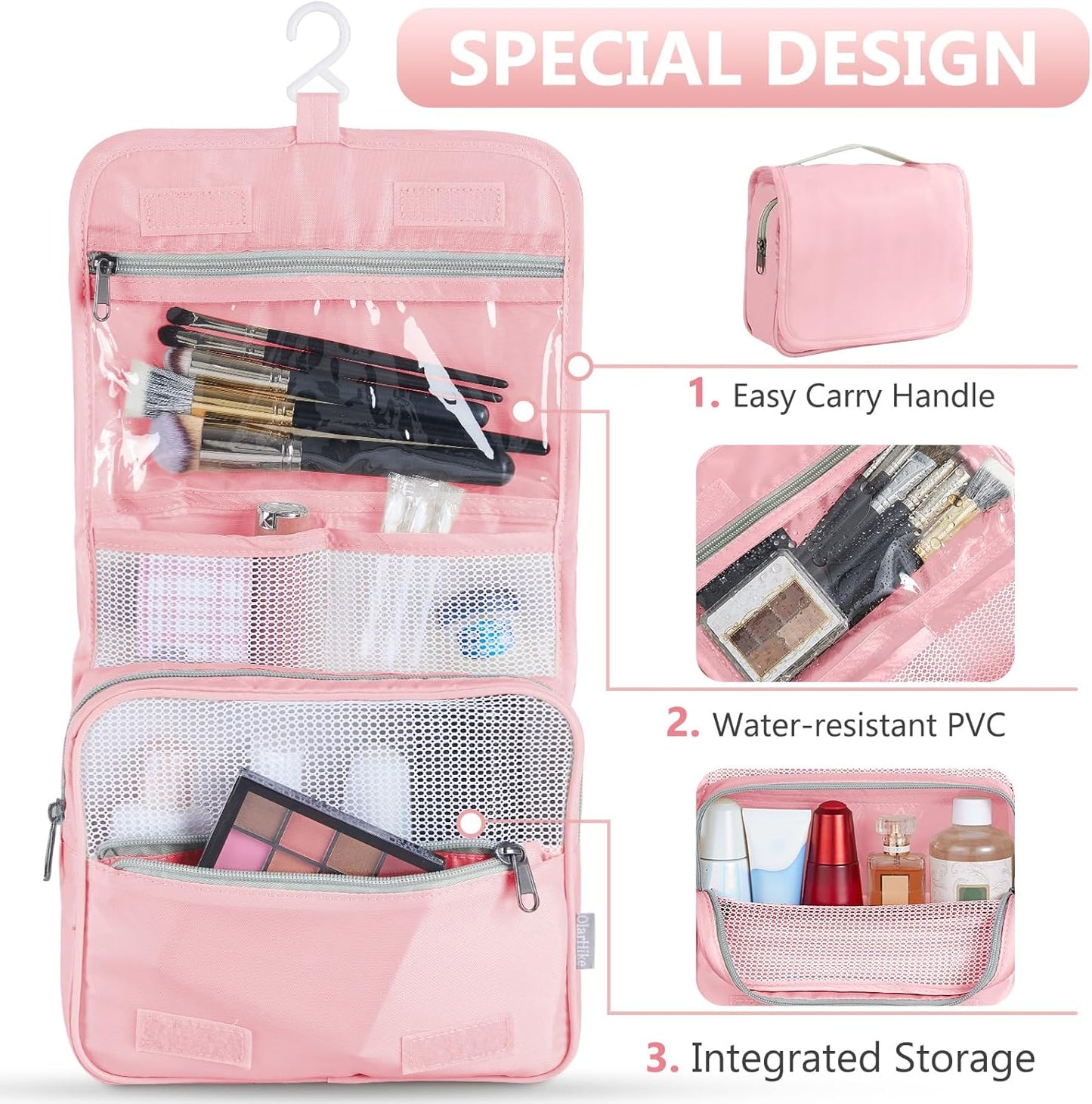 8 Set Packing Cubes for Travel, Gifts for Women Mom,Anti-Tearing Suitcase Organizer for Luggage with Shoe & Hanging Toiletry Bag,OlarHike Vacation Essentials & Accessories for Cruise Ship,Dream Pink