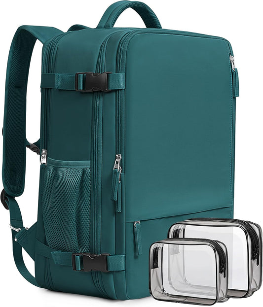 Beraliy Extra Large Travel Backpack for Women as Person Item Flight Approved, 40L Carry On Backpack, 17.3 Inch Laptop Backpack, Waterproof Backpack, Hiking Backpack, Casual Bag,Peacock Blue