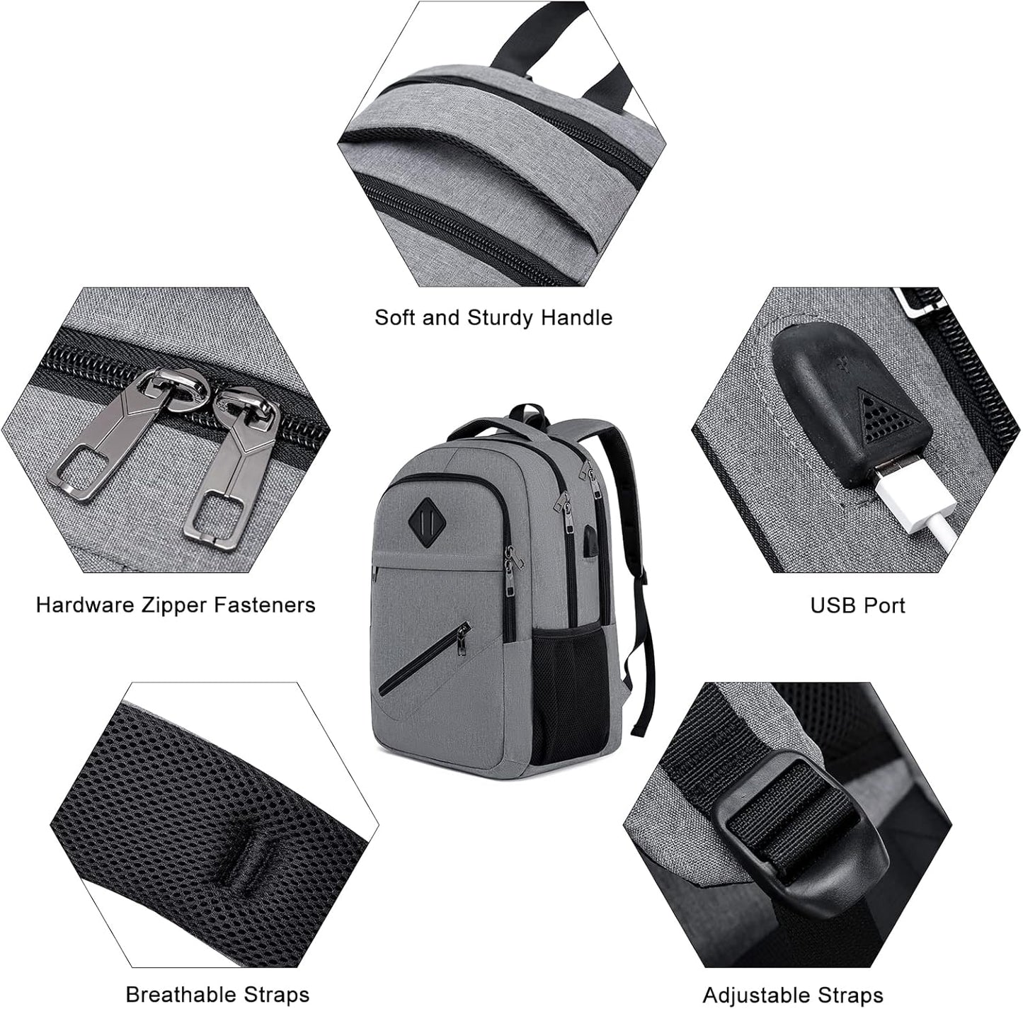 Backpack for Men and Women, School Backpacks for Teen Boys & Girls, Student Bookbag Fits 15.6 Inch Laptop with USB Charging Port, Water Resistant Travel Backpack, Sturdy Anti Theft Computer Bag Gifts