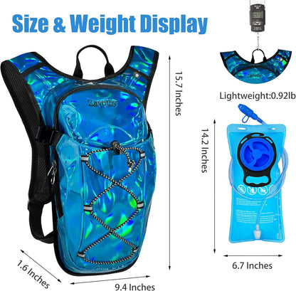 Reflective Hydration Backpack, Hydration Pack - Water Backpack with 2L/3L Hydration Bladder, Essential for Festivals - Rave Hydration Pack for Hiking, Running, Cycling, and Festivals