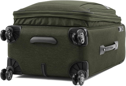 Travelpro Platinum Elite Softside Expandable Checked Luggage, 8 Wheel Spinner Suitcase, TSA Lock, Men and Women, Pilot Green, Checked Medium 25-Inch