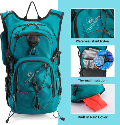 Hydration Backpack Pack with 2L Water Bladder 18L Hiking Backpack Women Men Lightweight Hydropack Insulated Daypack for Biking, Running, Festival