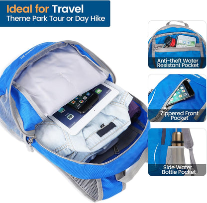 ZOMAKE Ultra Lightweight Packable Backpack 25L, Foldable Hiking Backpacks Water Resistant Small Folding Daypack for Travel(Dark Blue-NEW)